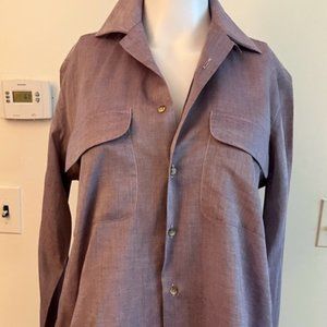 Paul Stuart Purple Cotton Camp Shirt SzM